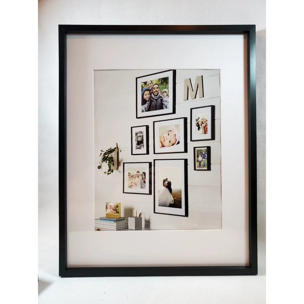 Set of 2‎ Modern Black Square Wall Frames w/ White Matting (11.5